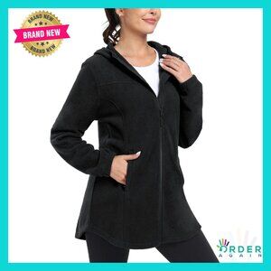 Long Fleece Zip Hoodie Soft Warm Polar Jacket Oversized Chic Casual